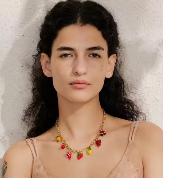 Tutti Frutti Charm 18K Gold Stainless Steel Waterproof Necklace - Picture 10 of 10